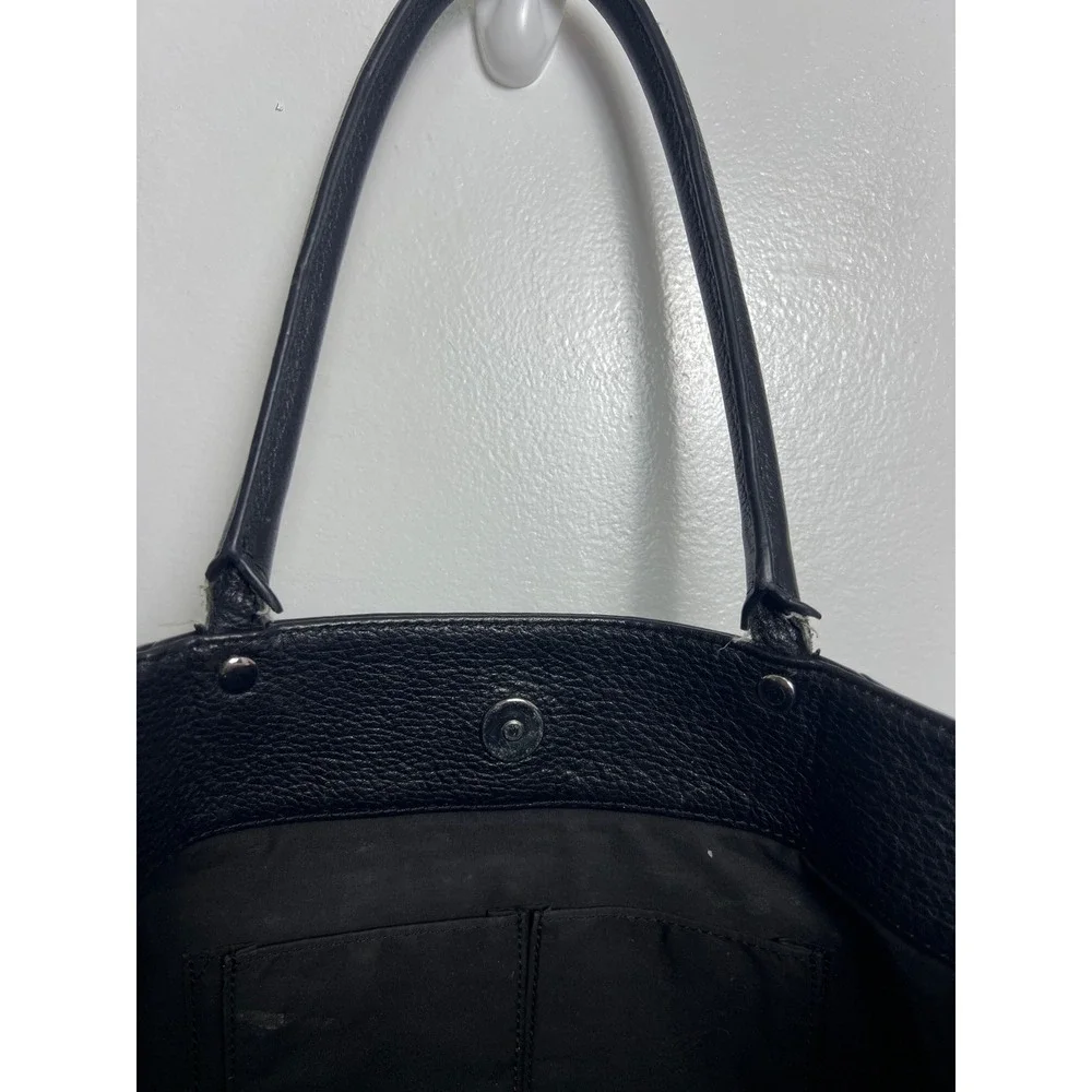 Rebecca Minkoff Blac Pebbled Leather Tote Bag Silver Hardware Tassel Accent Goth